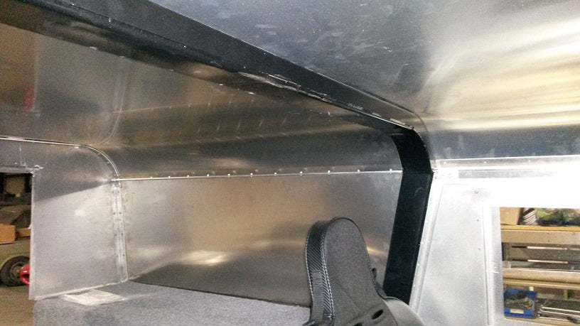 Inside view of aluminum hard top for a humvee